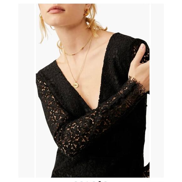 NWT FREE PEOPLE HONEY HONEY LACE LONG SLEVEES DRESS WOMEN'S SIZE 0 - Picture 5 of 5
